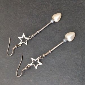 FREE Vintage dangle earrings w stars and heart shaped faux pearls, Freebie
